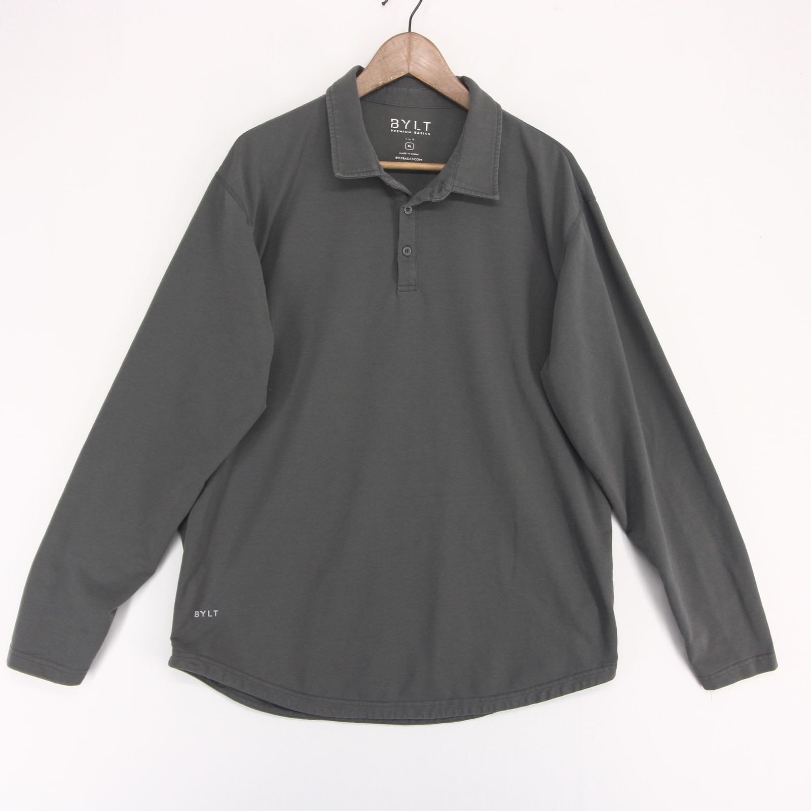 Bylt Lux Polo Shirt Mens Xl Gray Long Sleeve Stretch Performance